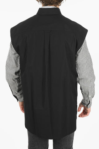 Utility 4-pocket Sleeve-less Shirt with Button-down Collar