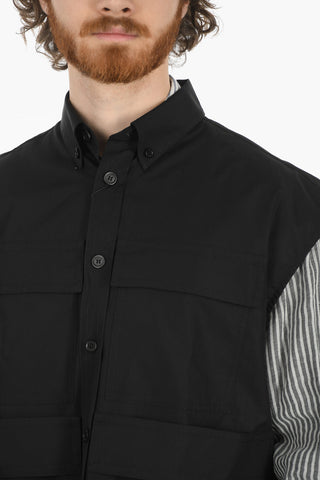 Utility 4-pocket Sleeve-less Shirt with Button-down Collar