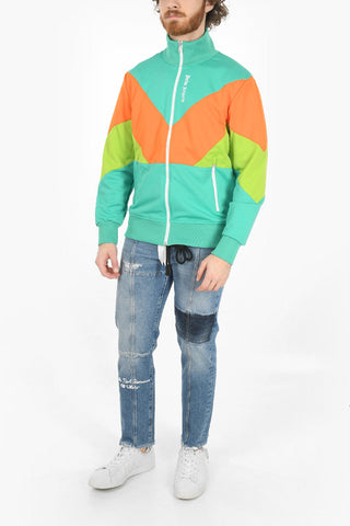 Zipped COLORBLOCK Mock Neck Sweatshirt