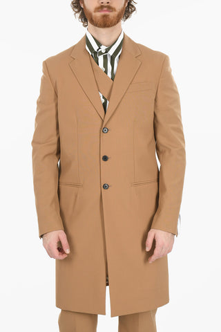 Single-breasted Wool Blend Coat with Flush Pockets