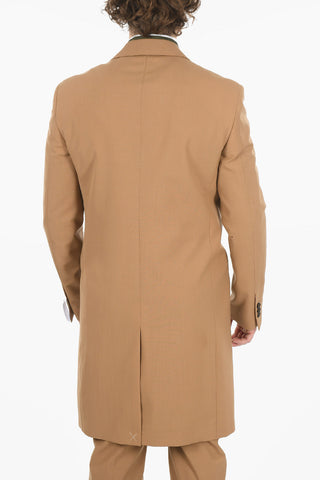 Single-breasted Wool Blend Coat with Flush Pockets