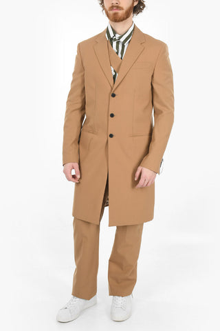 Single-breasted Wool Blend Coat with Flush Pockets