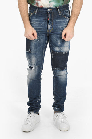 Tapered-fit COOL GUY Denims with Paint-splash Pattern 15cm
