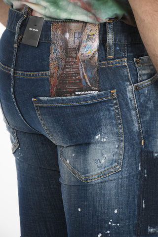 Tapered-fit COOL GUY Denims with Paint-splash Pattern 15cm
