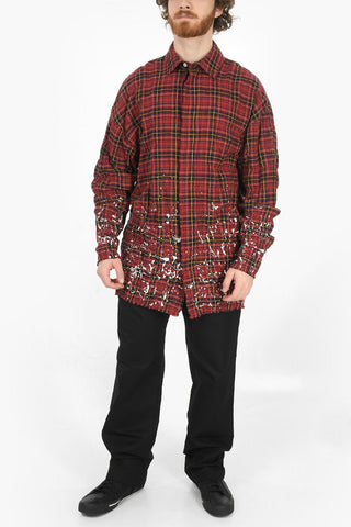 Paint Effect ROUND LOGO Plaid Check Shirt