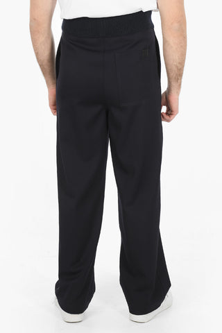 Wool Pants with Knit Detail