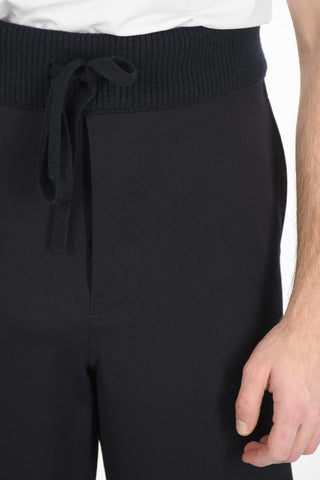 Wool Pants with Knit Detail