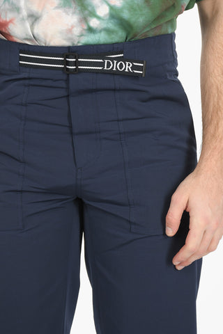 HOMME Nylon-blend Pants with Logoed Fabric Belt