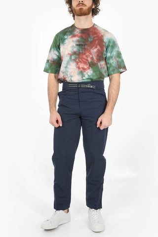 HOMME Nylon-blend Pants with Logoed Fabric Belt