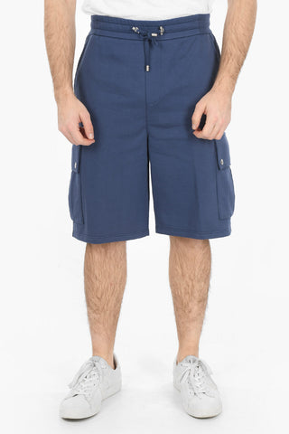 Shorts In Cotone Garzato Con Tasche Laterali E Coulisse