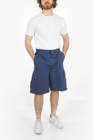 Shorts In Cotone Garzato Con Tasche Laterali E Coulisse