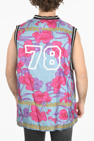 Embroidered Logo Printed Basket Tank Top
