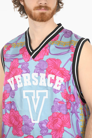 Embroidered Logo Printed Basket Tank Top