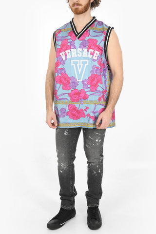 Embroidered Logo Printed Basket Tank Top
