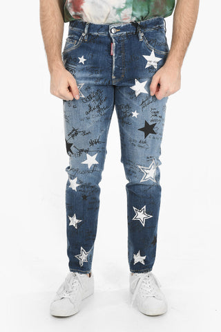 Jeans Stonewashed SKATER con Stampa Stella 17cm