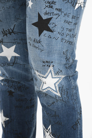 Jeans Stonewashed SKATER con Stampa Stella 17cm