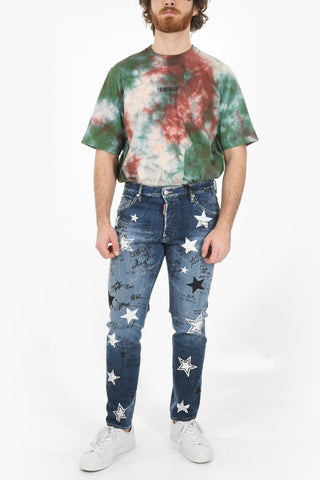 Jeans Stonewashed SKATER con Stampa Stella 17cm