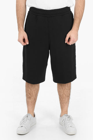 Brushed-cotton Jogger Shorts with Debossed Lettering Logo