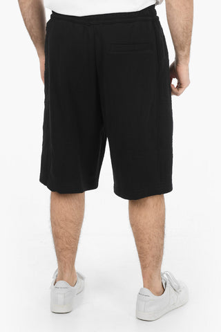 Brushed-cotton Jogger Shorts with Debossed Lettering Logo