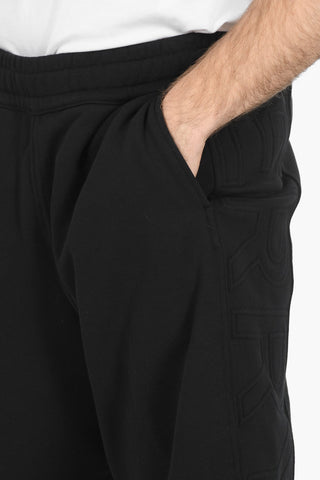 Brushed-cotton Jogger Shorts with Debossed Lettering Logo