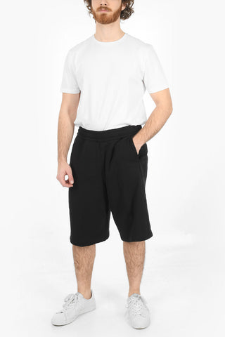 Brushed-cotton Jogger Shorts with Debossed Lettering Logo