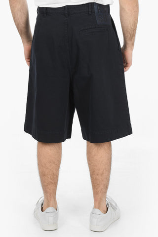 Wide Fit Double Pleated Denim Shorts