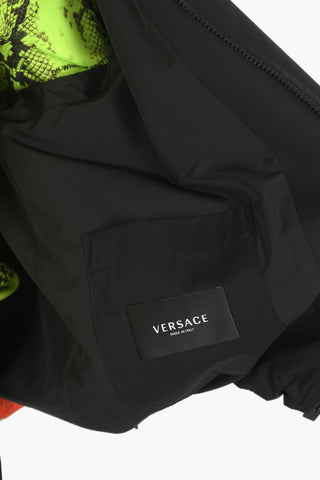 Hooded Windbreaker With Baroque Print
