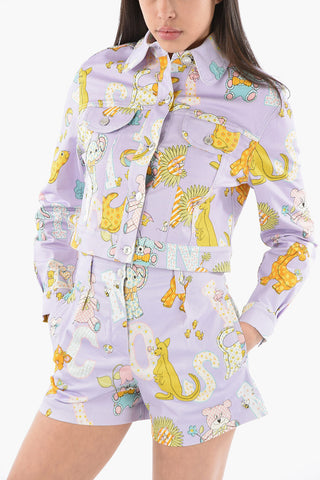 COUTURE! Giacca Crop LADIES WHO LUNCH in Cotone Stampato con Doppio Taschino
