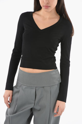 Pullover Elasticizzato Con Scolllo A V