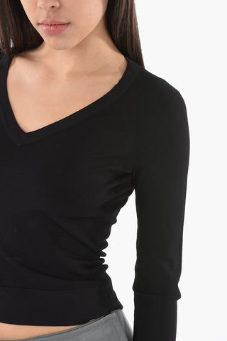 Pullover Elasticizzato Con Scolllo A V
