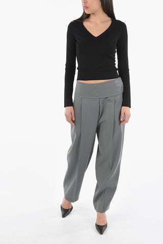 Pullover Elasticizzato Con Scolllo A V