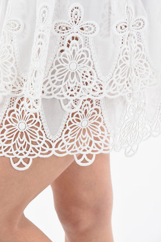 Lace Double-layer Pleated Miniskirt with Elastic Waistband