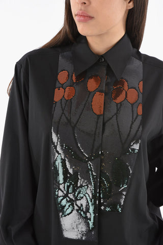 Shirt Dress with Sequined Embroidery