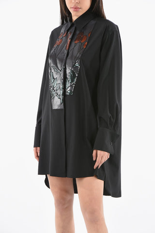 Shirt Dress with Sequined Embroidery