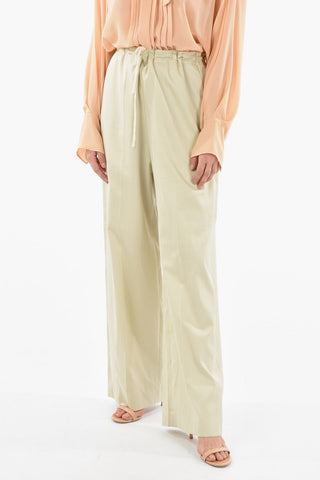 Cotton Wide Pants with Drawstring on the Waist