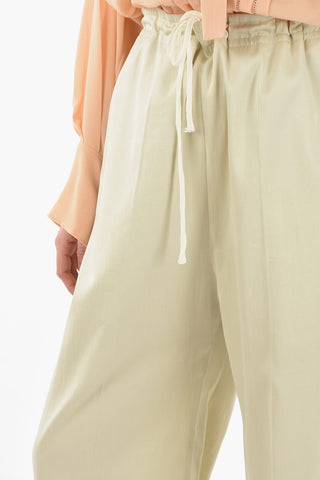 Cotton Wide Pants with Drawstring on the Waist