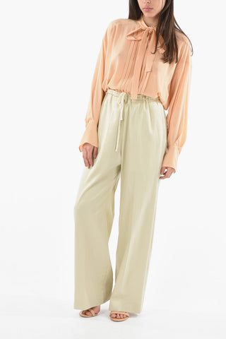 Cotton Wide Pants with Drawstring on the Waist
