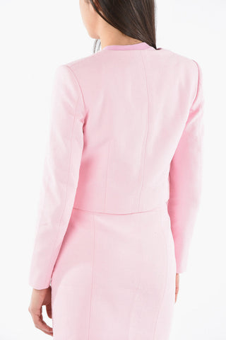 COUTURE! Textured-cotton Cropped Blazer with Heart-shaped Buttons