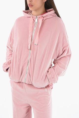Felpa in Velour con Cappuccio