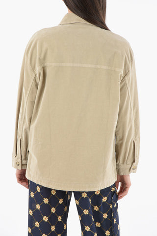 Velour Saharian Overshirt with TIGER CREST Logo Patch