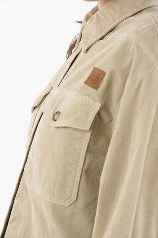 Overshirt Sahariana in Velour con Toppa Logo TIGER CREST