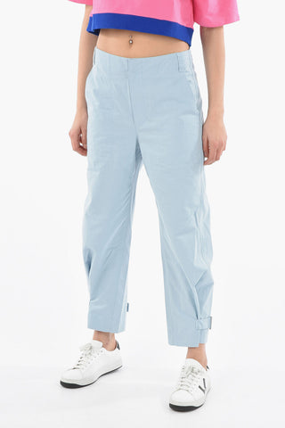WHITE LABEL Linen and Cotton Pants with Ankle Strap