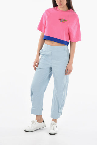 WHITE LABEL Linen and Cotton Pants with Ankle Strap