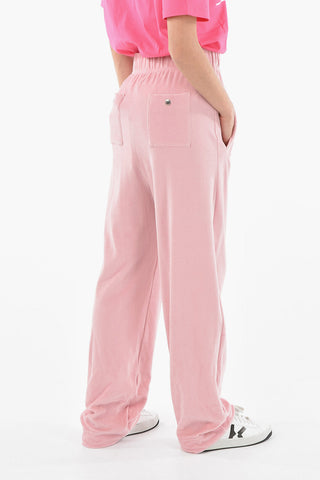 High-waisted Velour Joggers with Logo Print