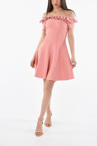 Knitted Dress with Draped Boatneck
