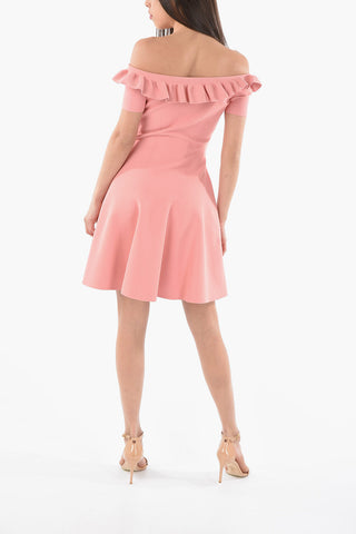 Knitted Dress with Draped Boatneck
