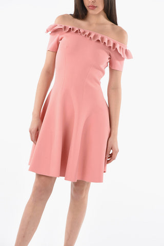 Knitted Dress with Draped Boatneck