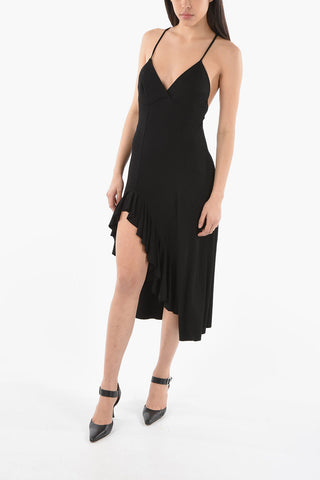 Dress with Draped Hem and Crossed Straps