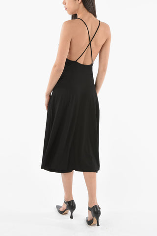 Dress with Draped Hem and Crossed Straps
