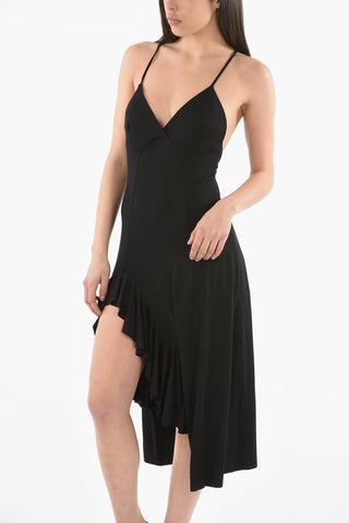 Dress with Draped Hem and Crossed Straps